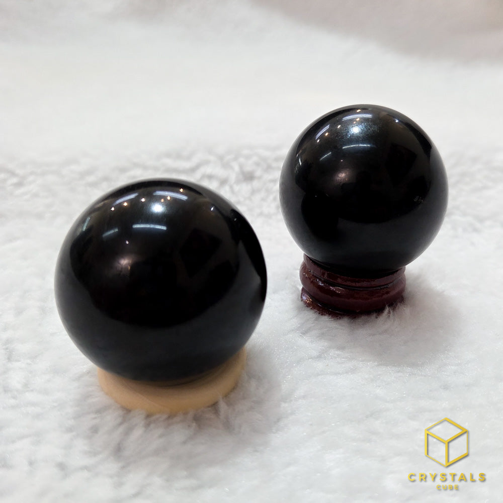 Black Tourmaline (Schorl) Sphere - 3.7cm