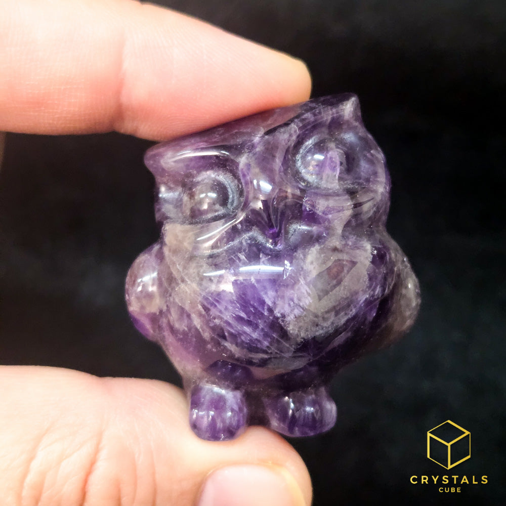 Crystal Owl - Clear Quartz, Amethyst, Sodalite, Rose Quartz,  Unakite, Tiger's Eye, Red Jasper & Black Obsidian