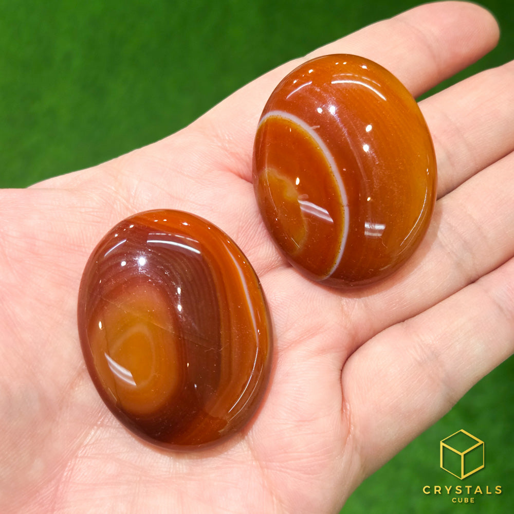 Agate (Red/Orange) & Carnelian Palm Stone - Mini