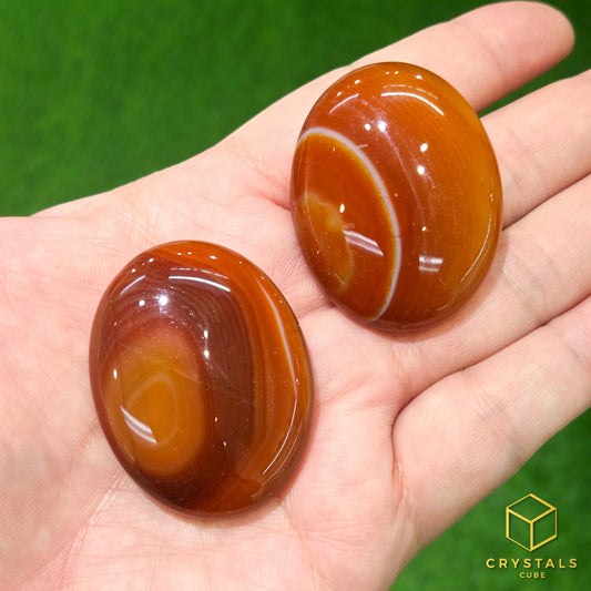 Agate (Red/Orange) & Carnelian Palm Stone - Mini