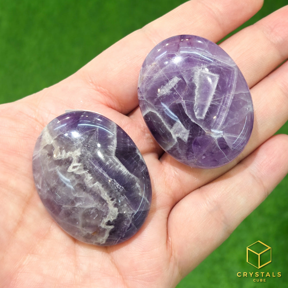 Chevron Amethyst Palm Stone - Mini