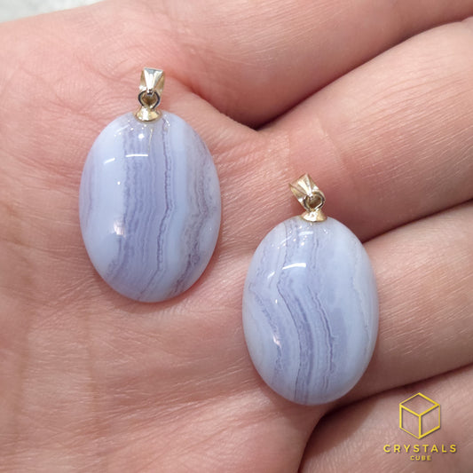 Blue Lace Agate Oval Pendant
