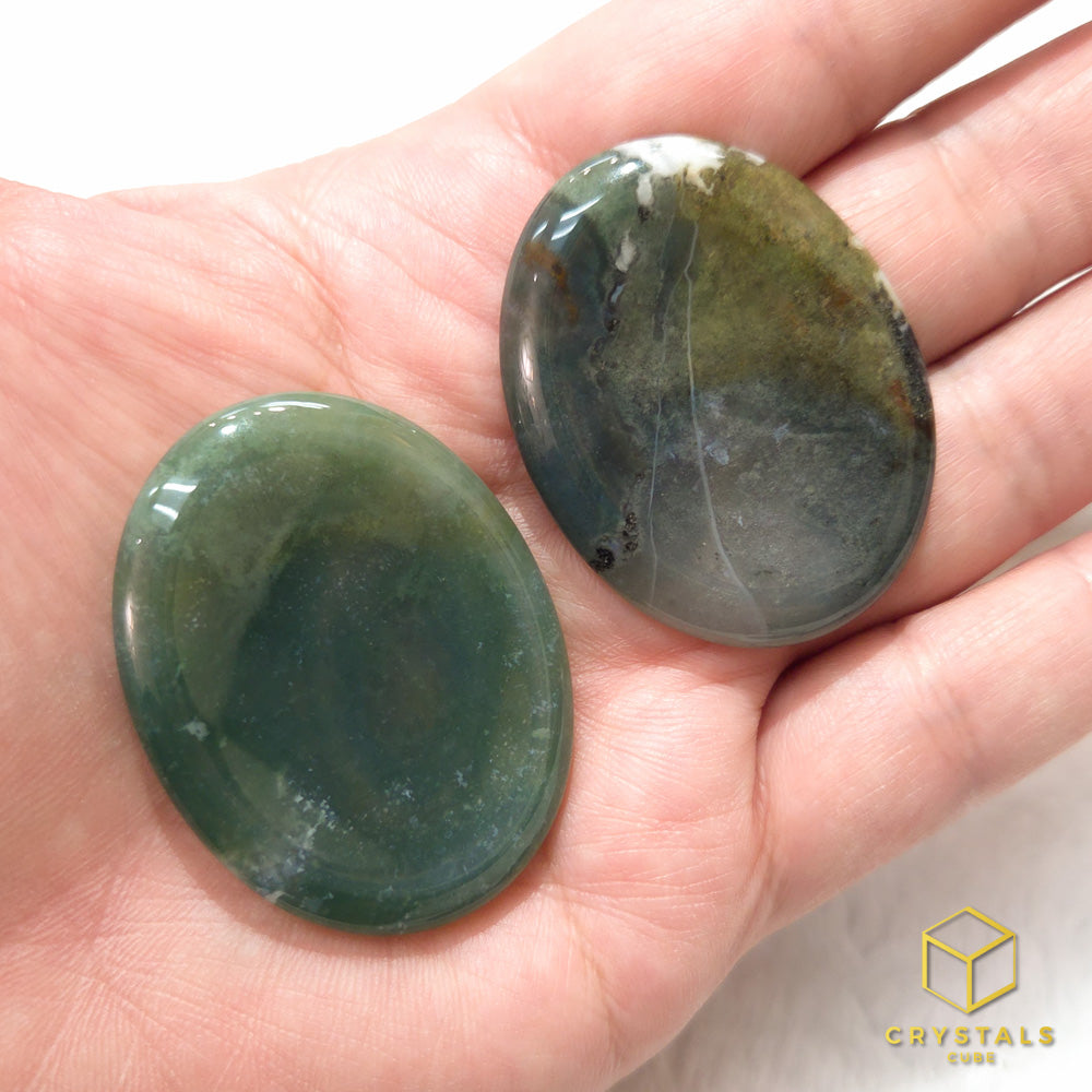 Moss Agate Worry Stone