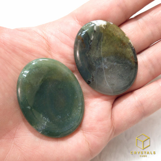 Moss Agate Worry Stone