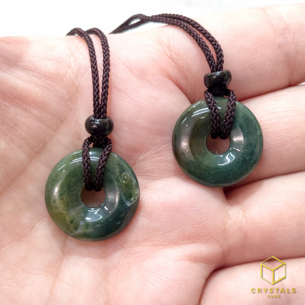 Moss Agate Donut Pendant
