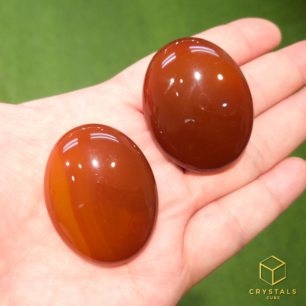 Agate (Red/Orange) & Carnelian Palm Stone - Mini