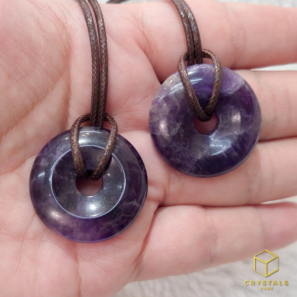 Chevron Amethyst Donut Pendant - 3cm