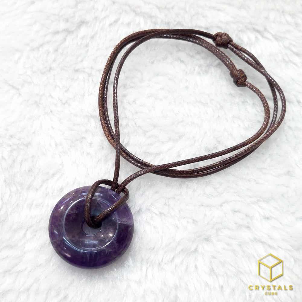 Chevron Amethyst Donut Pendant - 3cm