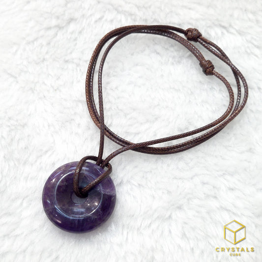 Chevron Amethyst Donut Pendant - 3cm