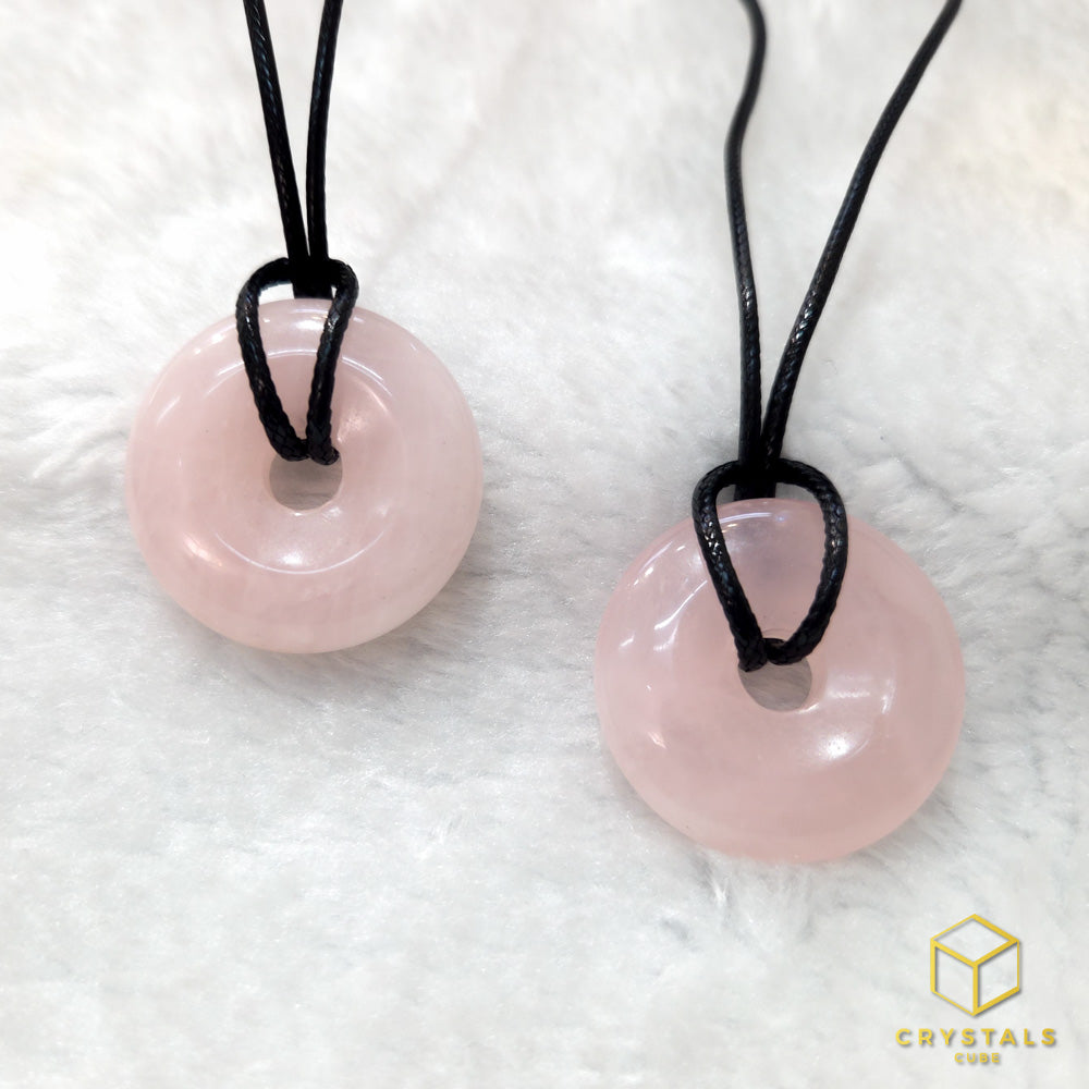 Rose Quartz Donut Pendant - 3cm