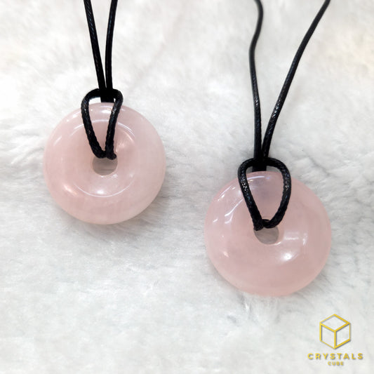 Rose Quartz Donut Pendant - 3cm