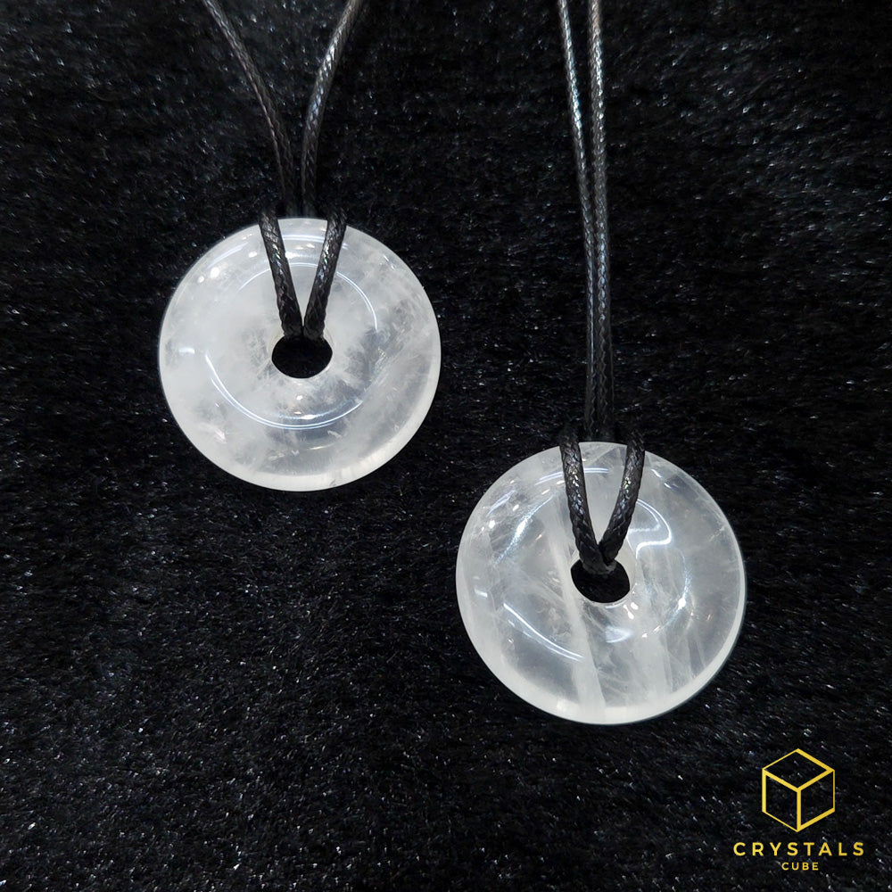 Clear Quartz Donut Pendant - 3cm