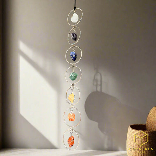Chakra Healing Crystal Hanging - Clear Quartz, Amethyst, Lapis, Green Aventurine, Yellow Aventurine, Orange Calcite & Red Jasper