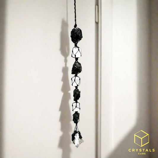 Black Tourmaline & Selenite Raw Hanging