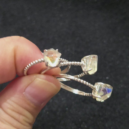 Madagascar Rainbow Moonstone 925 Silver Ring - Adjustable