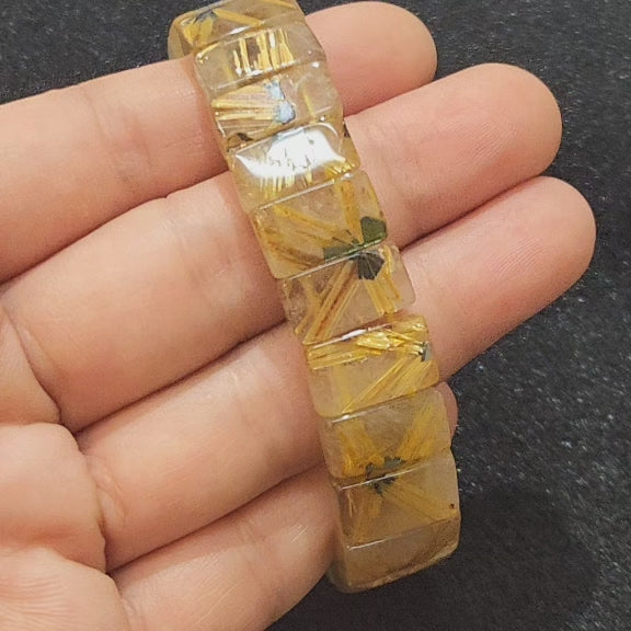 Golden Rutilated Quartz**** Flat Bracelet