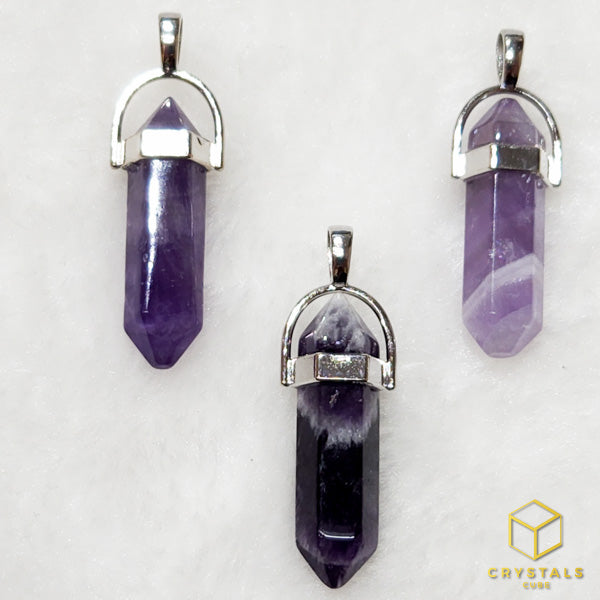 Chervon Amethyst Double Point Pendant