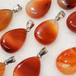 Load image into Gallery viewer, Agate (Red/Orange) &amp; Carnelian Teardrop Pendant - Small
