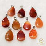 Load image into Gallery viewer, Agate (Red/Orange) &amp; Carnelian Teardrop Pendant - Small
