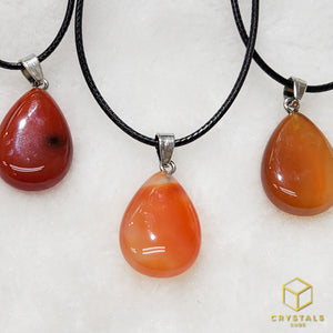 Agate (Red/Orange) & Carnelian Teardrop Pendant - Small