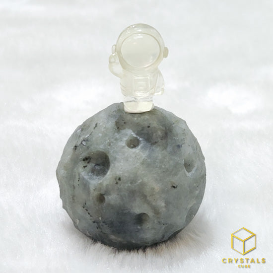 Moon Planet Sphere - Labradorite, Rose Quartz & Sodalite with Lemon Quartz Astronaut