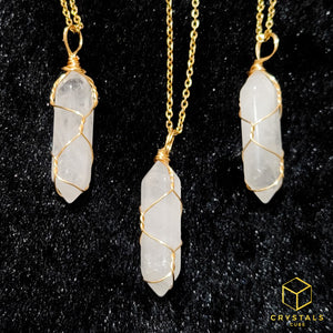 Double Point Pendant with Chain - Clear Quartz & Howlite