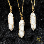 Load image into Gallery viewer, Double Point Pendant with Chain - Clear Quartz &amp; Howlite

