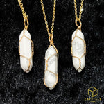 Load image into Gallery viewer, Double Point Pendant with Chain - Clear Quartz &amp; Howlite
