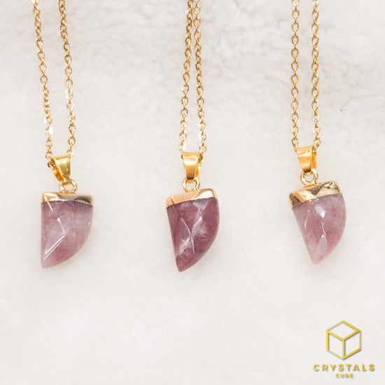 Strawberry Quartz Tooth-Shape Necklace