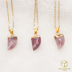 Load image into Gallery viewer, Strawberry Quartz Tooth-Shape Necklace
