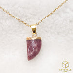 Load image into Gallery viewer, Strawberry Quartz Tooth-Shape Necklace
