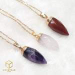 Load image into Gallery viewer, Pendulum Necklace  -  Rose Quartz, Green Aventurine &amp; Carnelian
