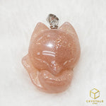 Load image into Gallery viewer, Peach Moonstone / Sunstone Fox Pendant
