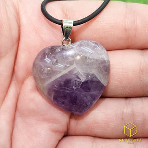 Chervon Amethyst Heart Pendant