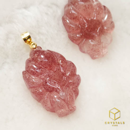 Strawberry Quartz Fox Pendant