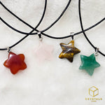 Load image into Gallery viewer, Star Necklace - Green Aventurine, Rose Quartz,  Carnelian pendants &amp; Tiger&#39;s Eye
