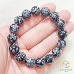 Load image into Gallery viewer, Snowflake Obsidian Bracelet
