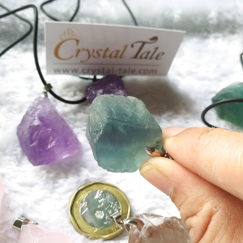 Raw Crystal Pendant - Amethyst, Fluorite, Clear, Rose & Smokey Quartz 