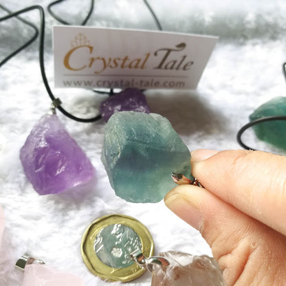 Raw Crystal Pendant - Amethyst, Fluorite, Clear, Rose & Smokey Quartz 