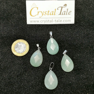 Faceted Tear Drop Pendant - Green Aventurine, Rose Quartz & Carnelian