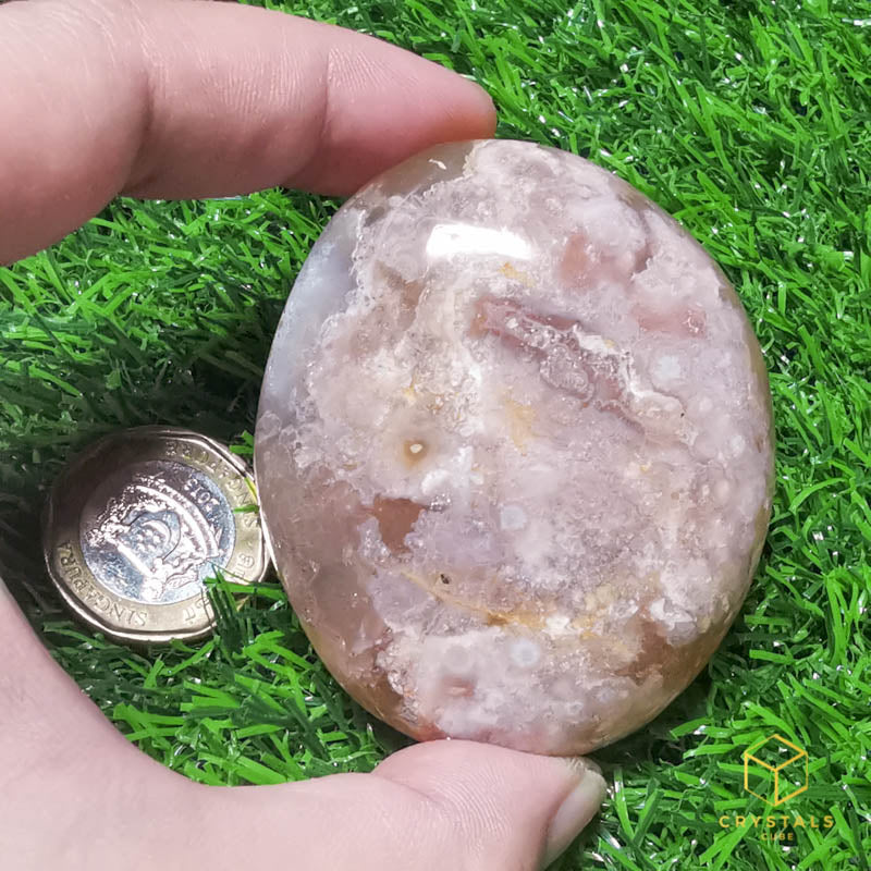 Sakura (Cherry Blossom) Agate Palm Stone