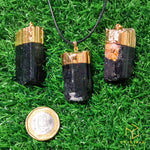 Load image into Gallery viewer, Black Tourmaline (Raw) Gold Cap Pendant
