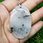 Load image into Gallery viewer, Black Rutile (Tourmalinated Quart) Oval Pendant - Big
