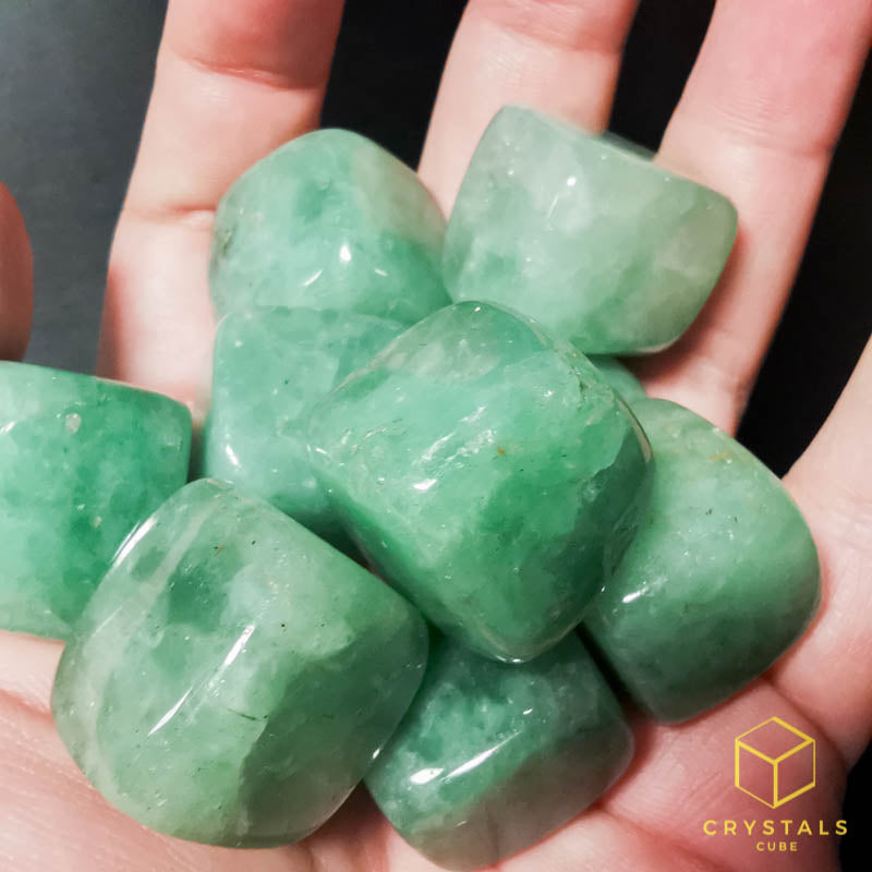 Green Strawberry Quartz Cube Tumble