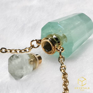 Essential Oil Crystal Bottle Necklace - Amethyst, Fluorite & Rose Quartz