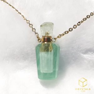 Essential Oil Crystal Bottle Necklace - Amethyst, Fluorite & Rose Quartz