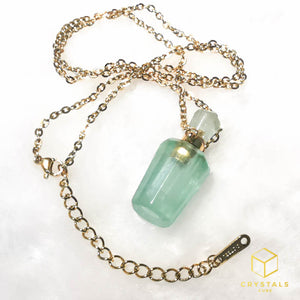 Essential Oil Crystal Bottle Necklace - Amethyst, Fluorite & Rose Quartz