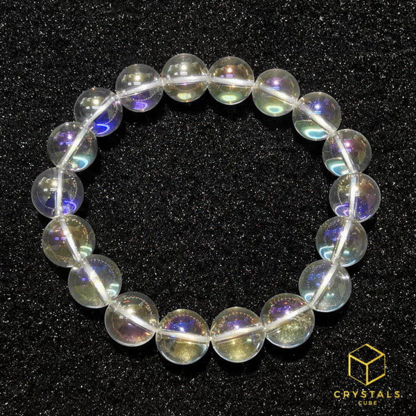 6mm 8mm 10mm 12mm Mystic Angel Clear Rainbow Aura Crystal Mermaid Bracelet  Smooth or Faceted Optional Silver Lotus Charm - Etsy
