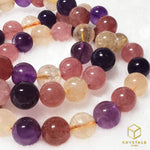 Load image into Gallery viewer, Amethyst, Golden Rutilated Quartz &amp; Strawberry Quartz Bracelet
