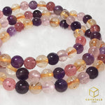 Load image into Gallery viewer, Amethyst, Golden Rutilated Quartz &amp; Strawberry Quartz Bracelet
